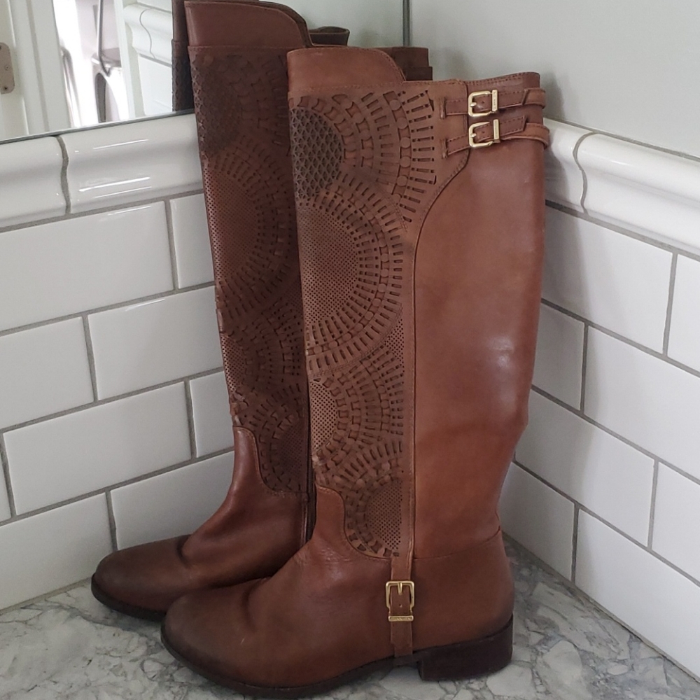 Gianni bini womens tall camel boot with pattern